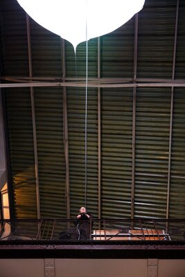 Visiteur solitaire face au ballon Airstar
 - Photo Claire-Lise Havet

