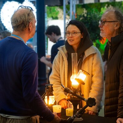 Les lanternes LEDs de Henrik Moseid sur le stand Soft Lights
 - Photo Marc Salomon

